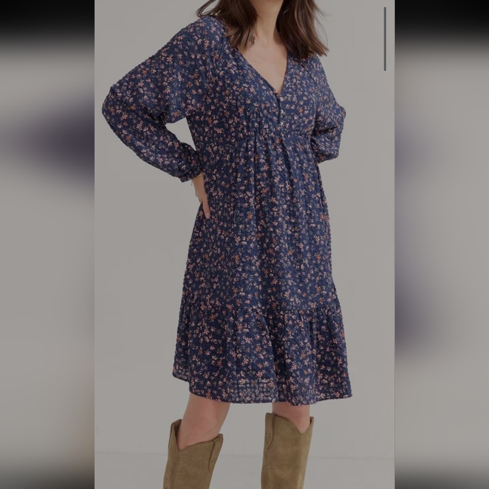 Hatch Collection The Kelsey Maternity Ruffled Dress Painted Floral Size 0 - Picture 14 of 16